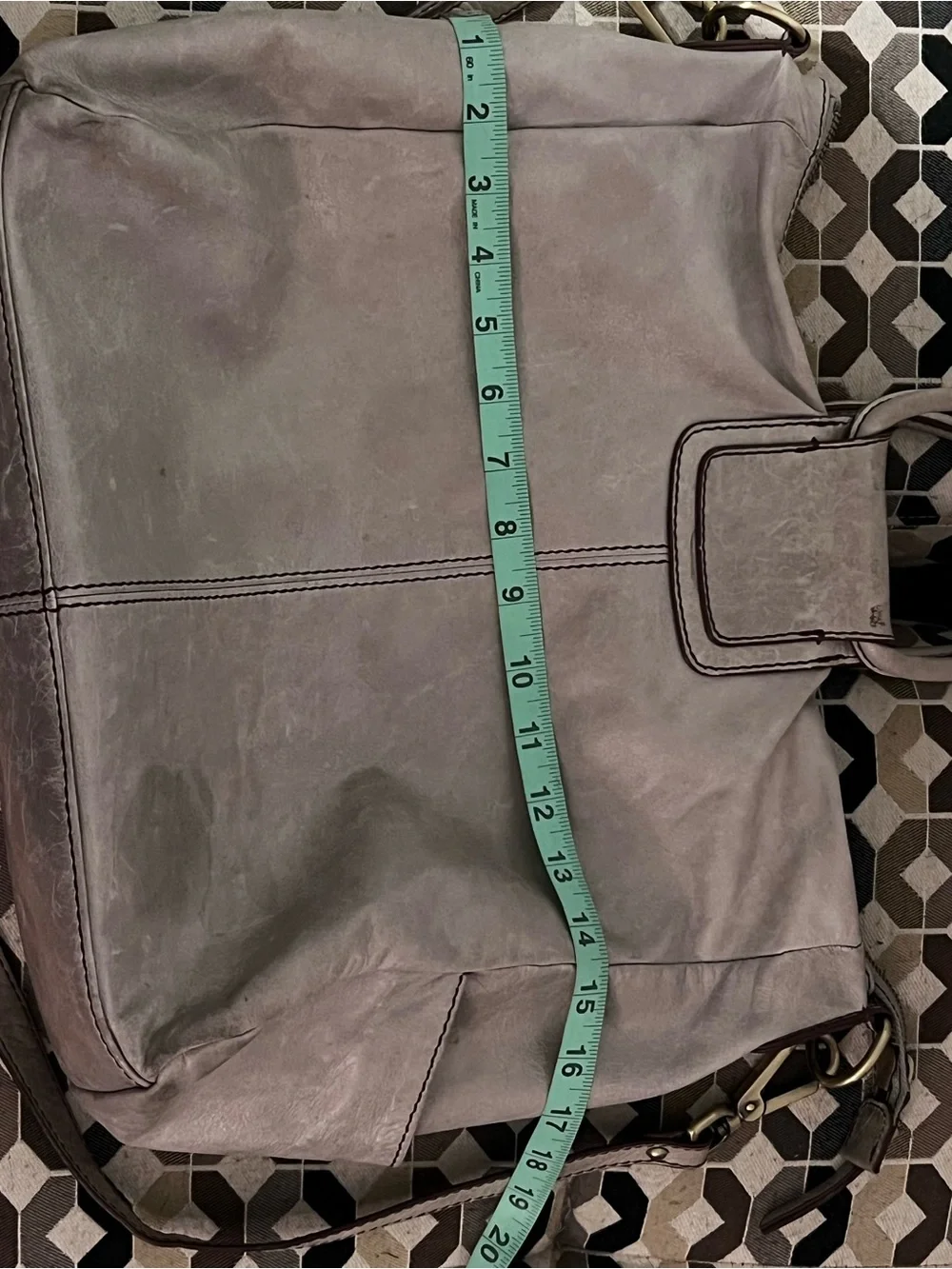 HOBO International Sheila Large Gray Leather Convertible Satchel Tote Crossbody